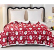 Koc Dwustronny Mikrofibra/Baranek 160x200 Wzór Świąteczny Mikołaj Ho H...