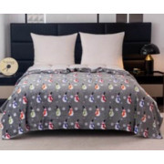 Koc Dwustronny Mikrofibra/Baranek 160x200 Wzór Świąteczny Bałwanki