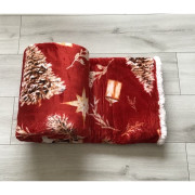 Koc Dwustronny Mikrofibra/Baranek 160x200 Wzór Świąteczny Choinki