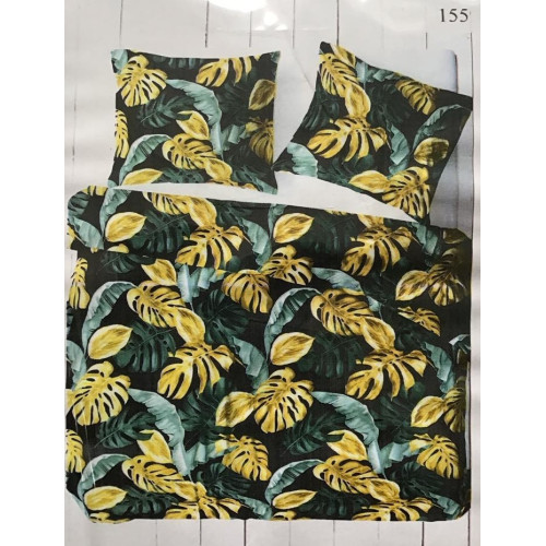 Komplet Pościeli Z Kory 100% Bawełna 160x200 Liście Monster