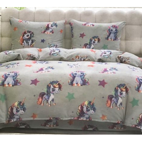 Pościel Gruba Z Mikrofibry Miś 160x200cm 3cz Jednorożce
