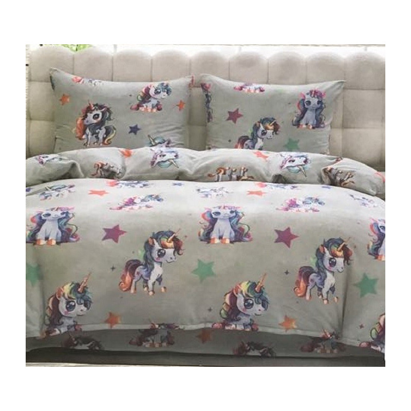 Pościel Gruba Z Mikrofibry Miś 160x200cm 3cz Jednorożce