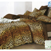 Pościel 3D Satyna Bawełniana 220/200 3cz Panterka Brązowa