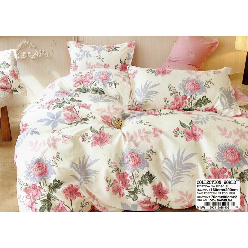 Pościel 160x200 Dwustronna Bawełna Satynowa Collection World Kwiaty