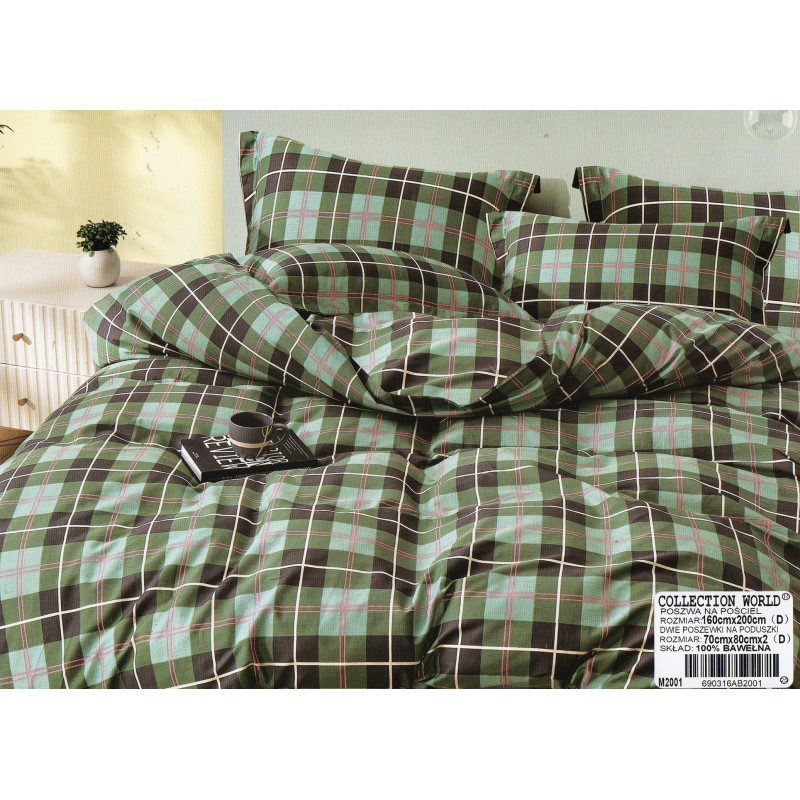 Pościel 160x200 Dwustronna Bawełna Satynowa Collection World Kratka Zi.