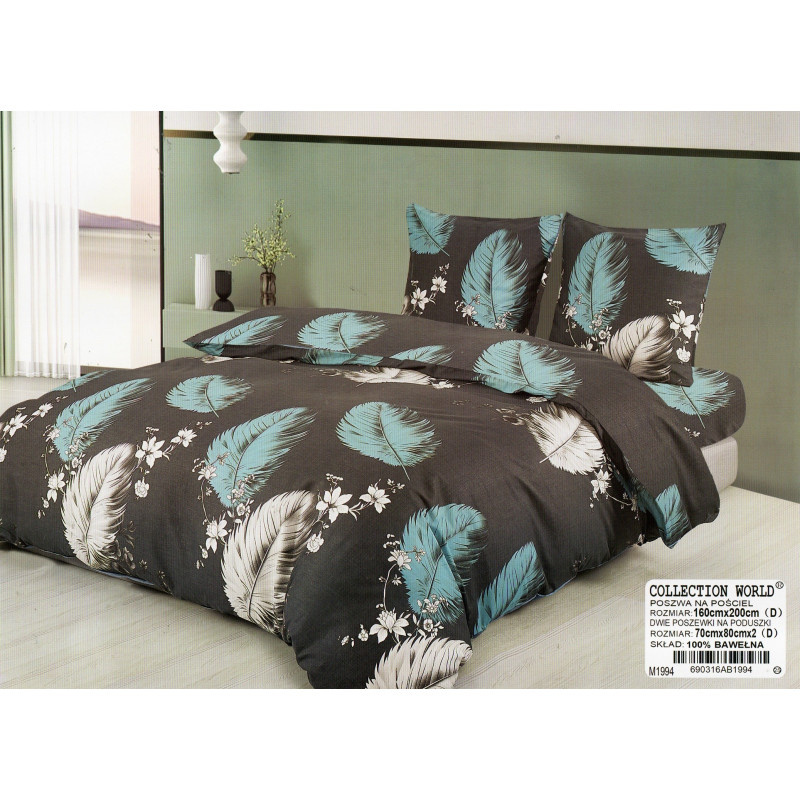 Pościel 160x200 Dwustronna Bawełna Satynowa Collection World Liście