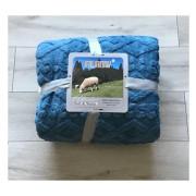 Koc Dwustronny Alpaka Sherpa 200x230cm Niebieski Sweterek