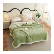 Koc Dwustronny Alpaka Sherpa 200x230cm Pistacja Kratka