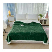 Koc Dwustronny Alpaka Sherpa 200x230cm Zielony Butelkowy Motyle