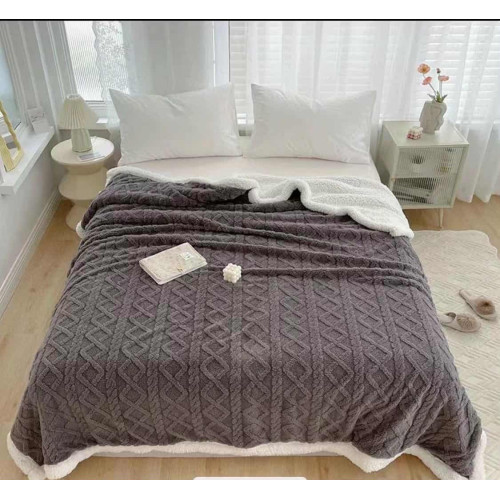 Koc Dwustronny Alpaka Sherpa 200x230cm Ciemny Szary Sweterek