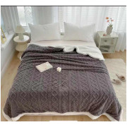 Koc Dwustronny Alpaka Sherpa 200x230cm Ciemny Szary Sweterek