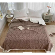 Koc Dwustronny Alpaka Sherpa 200x230cm Ciemny Beż Sweterek