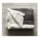 Koc Dwustronny Alpaka Sherpa 200x230cm Ciemny Szary Motyle