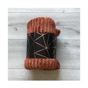 Koc Z Mikrofibry Tłoczony Pasy 160x200cm Rudy Ceglaty