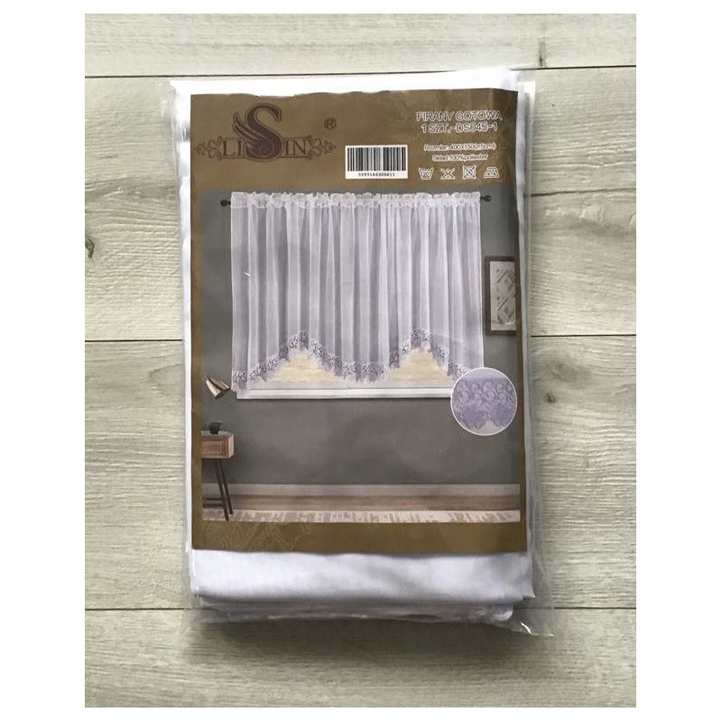 Firana Gotowa 400cmx150cm Woal Fala Biała Z Gipiurą