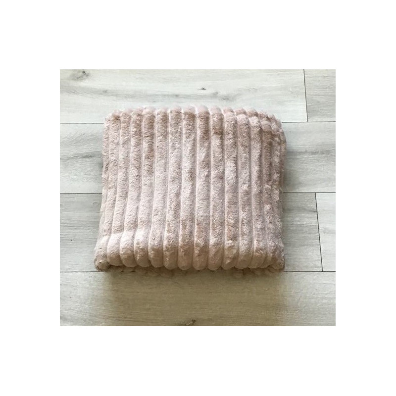 Koc 100% Mikrofibra Cotton World Tłoczony Pasy 160x200 Jasny Beż