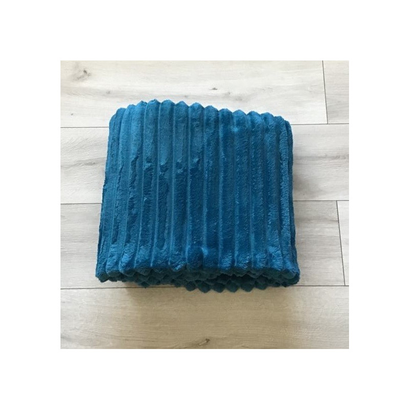 Koc 100% Mikrofibra Cotton World Tłoczony Pasy 220x200 Morski