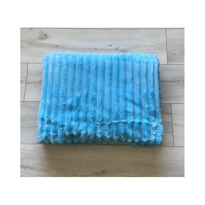 Koc 100% Mikrofibra Cotton World Tłoczony Pasy 220x200 Błękitny