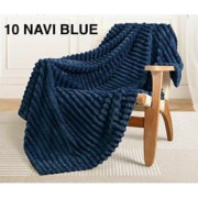 Koc 100% Mikrofibra Cotton World Tłoczony Pasy 220x200 Granatowy