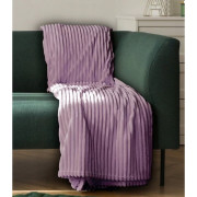 Koc 100% Mikrofibra Cotton World Tłoczony Pasy 220x200 Fioletowy