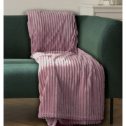 Koc 100% Mikrofibra Cotton World Tłoczony Pasy 220x200 Pudrowy Róż