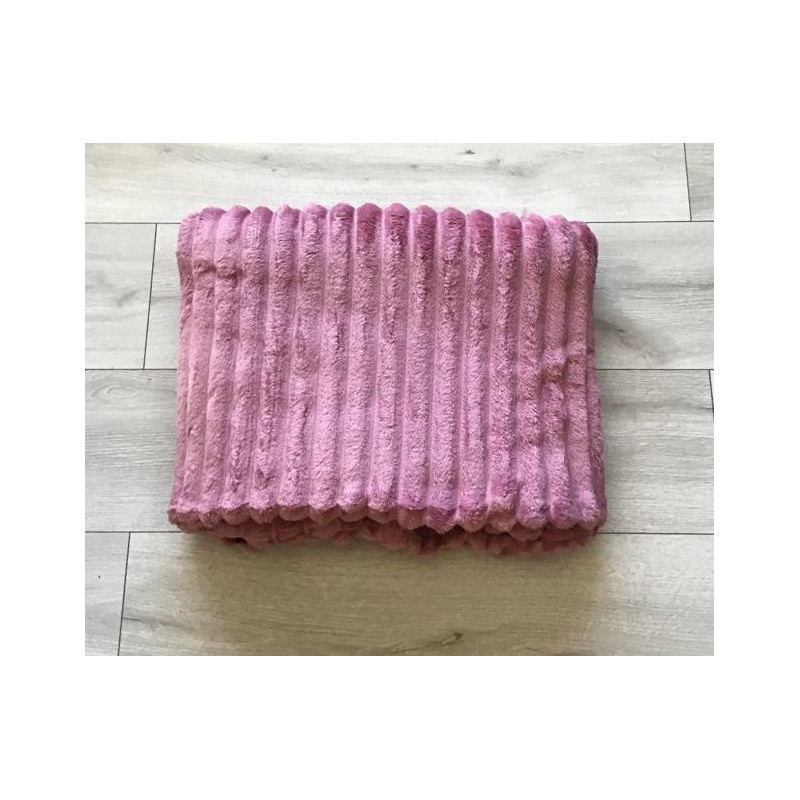 Koc 100% Mikrofibra Cotton World Tłoczony Pasy 220x200 Pudrowy Róż