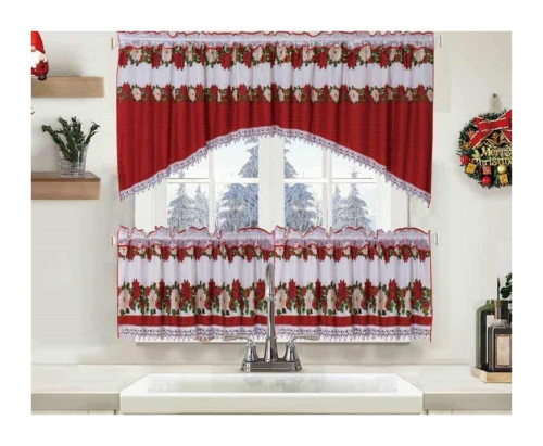 Firanka Świąteczna Kuchenna 360x100cm Kpl Z Zazdrostkami