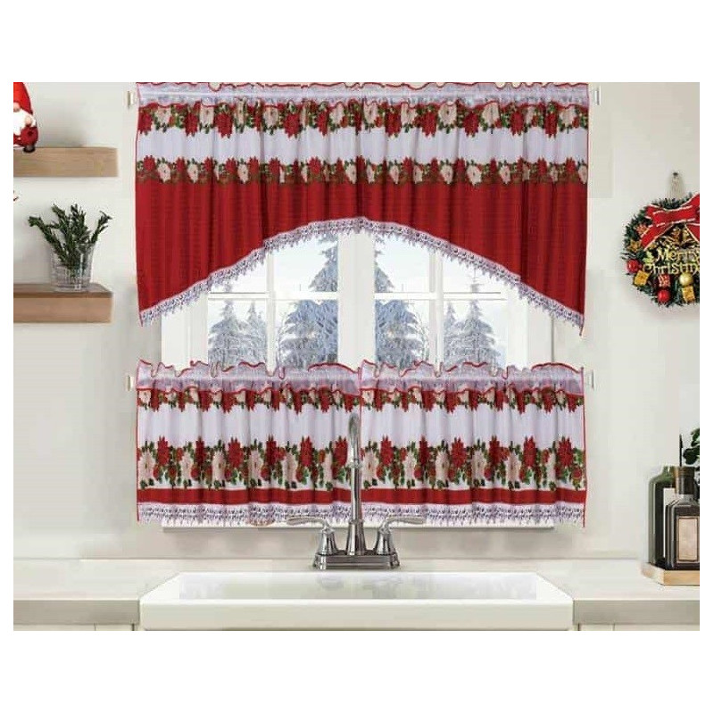 Firanka Świąteczna Kuchenna 360x100cm Kpl Z Zazdrostkami