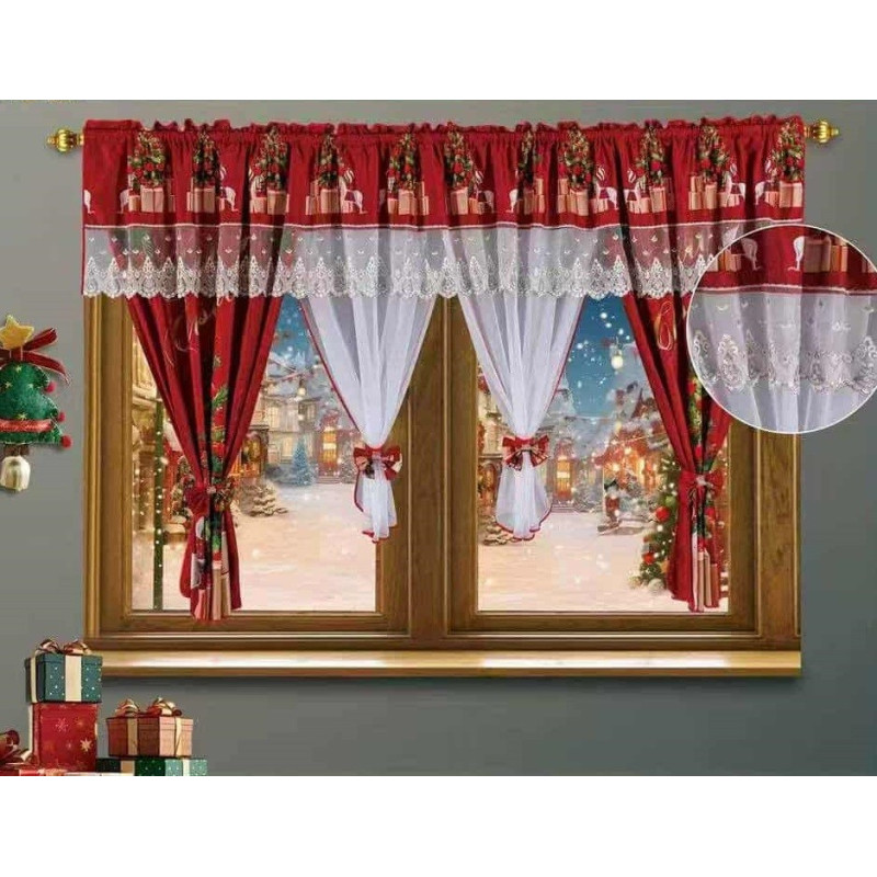 Firana Świąteczna Gotowa 400cmx155cm Merry Christmas