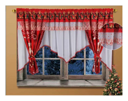 Firana Świąteczna Gotowa 400cmx155cm Boże Narodzenie Mikołaje