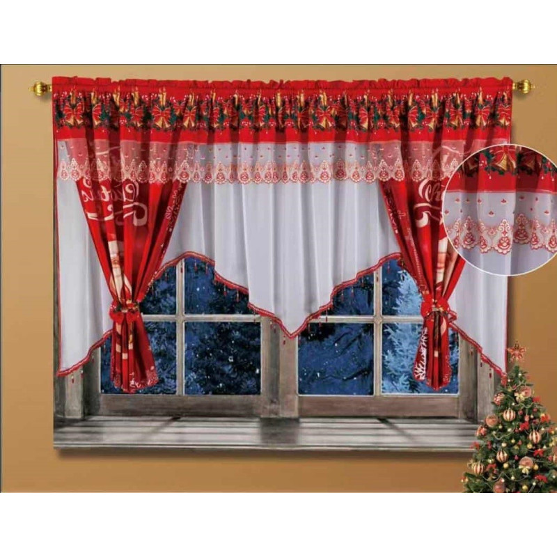 Firana Świąteczna Gotowa 400cmx155cm Boże Narodzenie Mikołaje