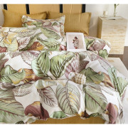Pościel Z Flaneli 220x200 Z Prześcieradłem Duże Liście