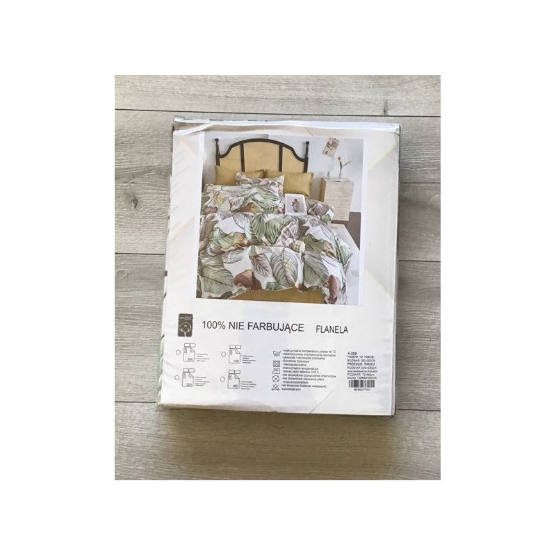 Pościel Z Flaneli 220x200 Z Prześcieradłem Duże Liście