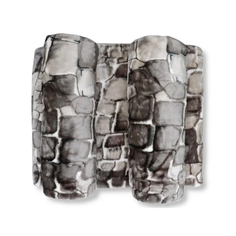 Komplet Koc Z Fotelami Gruby Kamienie Szaro Beżowe