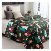 Narzuta Świąteczna Pikowana Cotton World 170x210cm Zielona Mikołaje Ch...