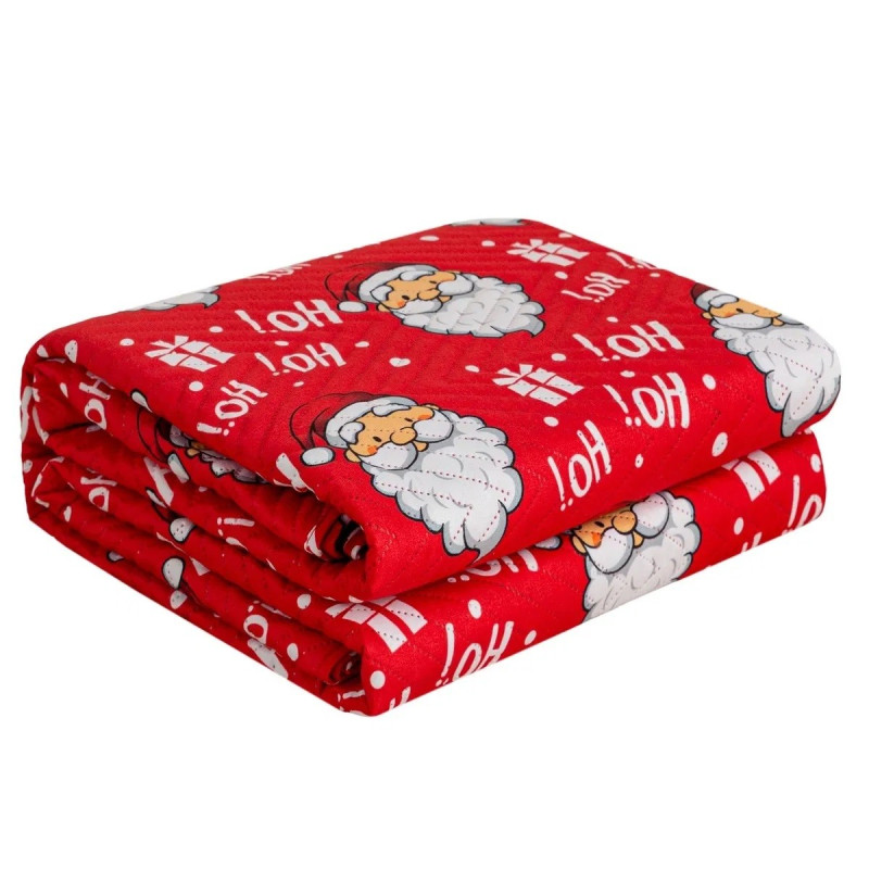 Narzuta Świąteczna Pikowana Cotton World 220x240cm Czerwona Mikołaje