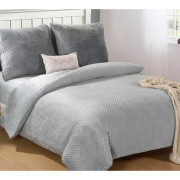 Pościel Mikrofibra Gruba Minky 160x200 Z Prześcieradłem Jasno Szara