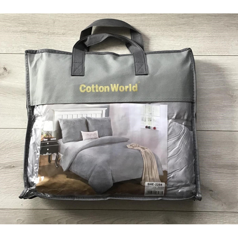 Pościel Mikrofibra Gruba Minky 160x200 Z Prześcieradłem Jasno Szara