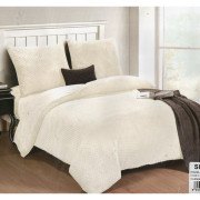 Pościel Mikrofibra Gruba Minky 160x200 Z Prześcieradłem Ekri