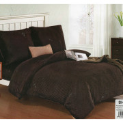 Pościel Mikrofibra Gruba Minky 160x200 Z Prześcieradłem Czekoladowa