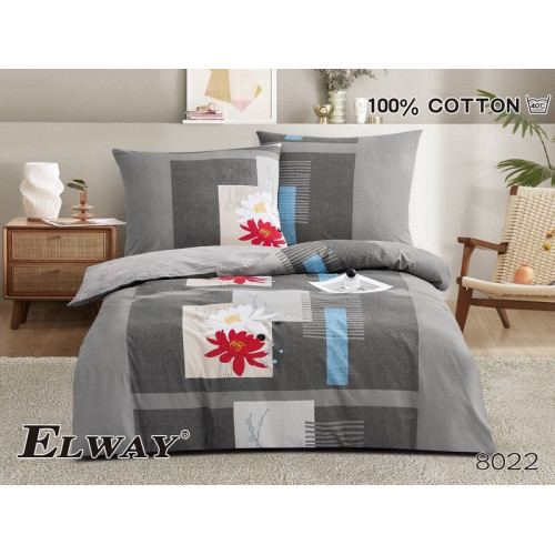 Pościel Dwustronna Bawełniana Elway 140/200 Grafika Z Kwiatem