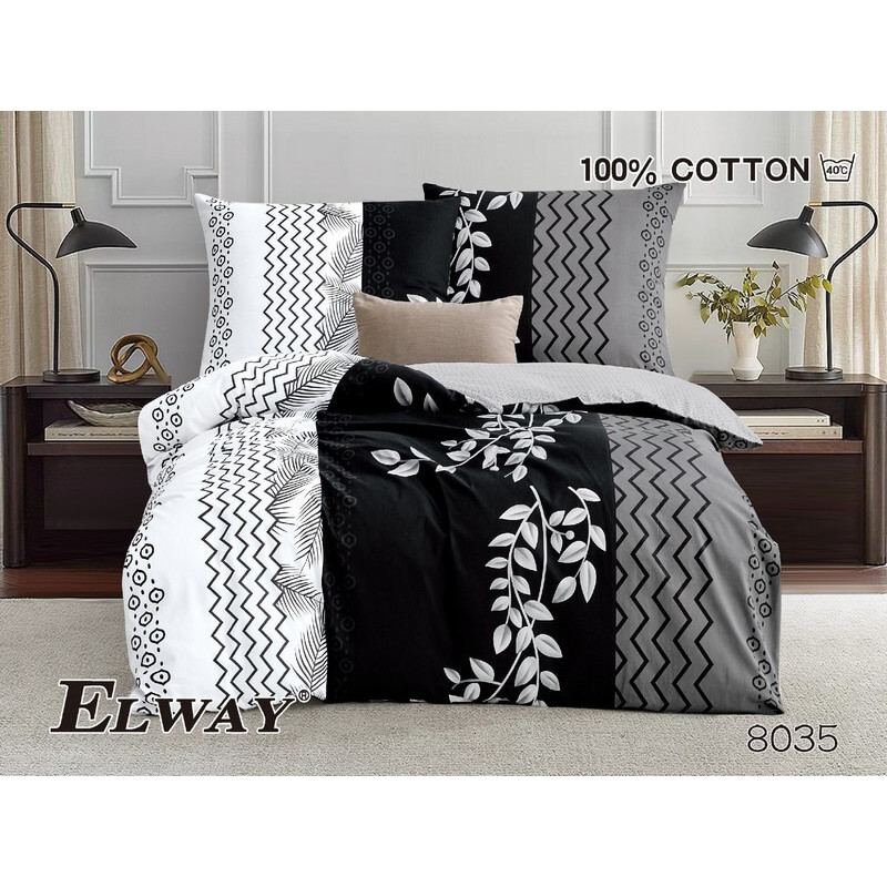 Pościel Dwustronna Bawełniana Elway 140/200 Grafika/Liście