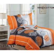 Pościel Dwustronna Bawełniana Elway 140/200 Grafika Pomarańczowa