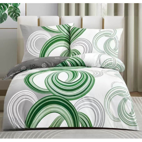 Pościel Dwustronna Bawełniana Elway 140/200 Zielone Okręgi