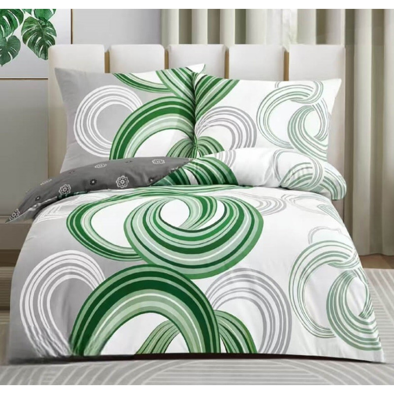 Pościel Dwustronna Bawełniana Elway 140/200 Zielone Okręgi