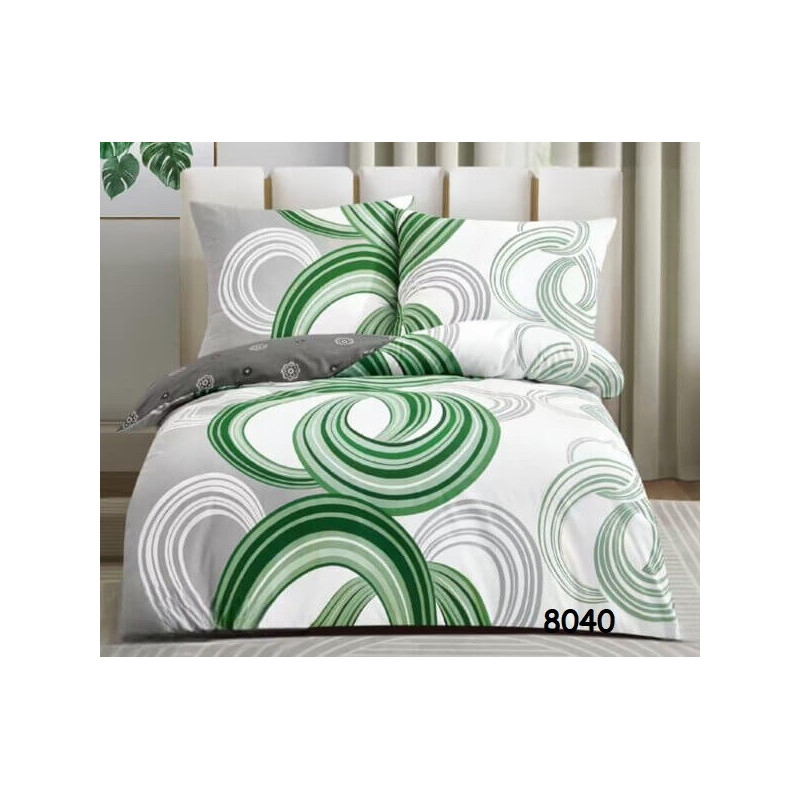 Pościel Dwustronna Bawełniana Elway 140/200 Zielone Okręgi