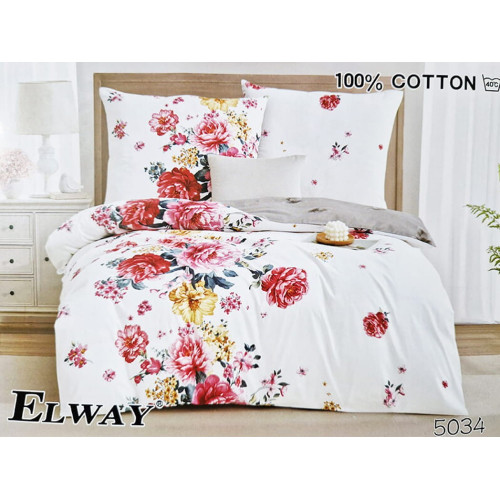 Pościel Dwustronna Bawełniana Elway 140/200 Róże Na Białym