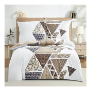 Pościel Dwustronna Bawełniana Elway 140/200 Beżowe Trójkąty