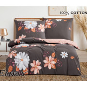 Pościel Dwustronna Bawełniana Elway 140/200 Kwiaty Na Brązie