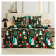 Pościel Świąteczna 3D Satyna Bawełniana 160/200 4cz Zielona Mikołaje i Choinki